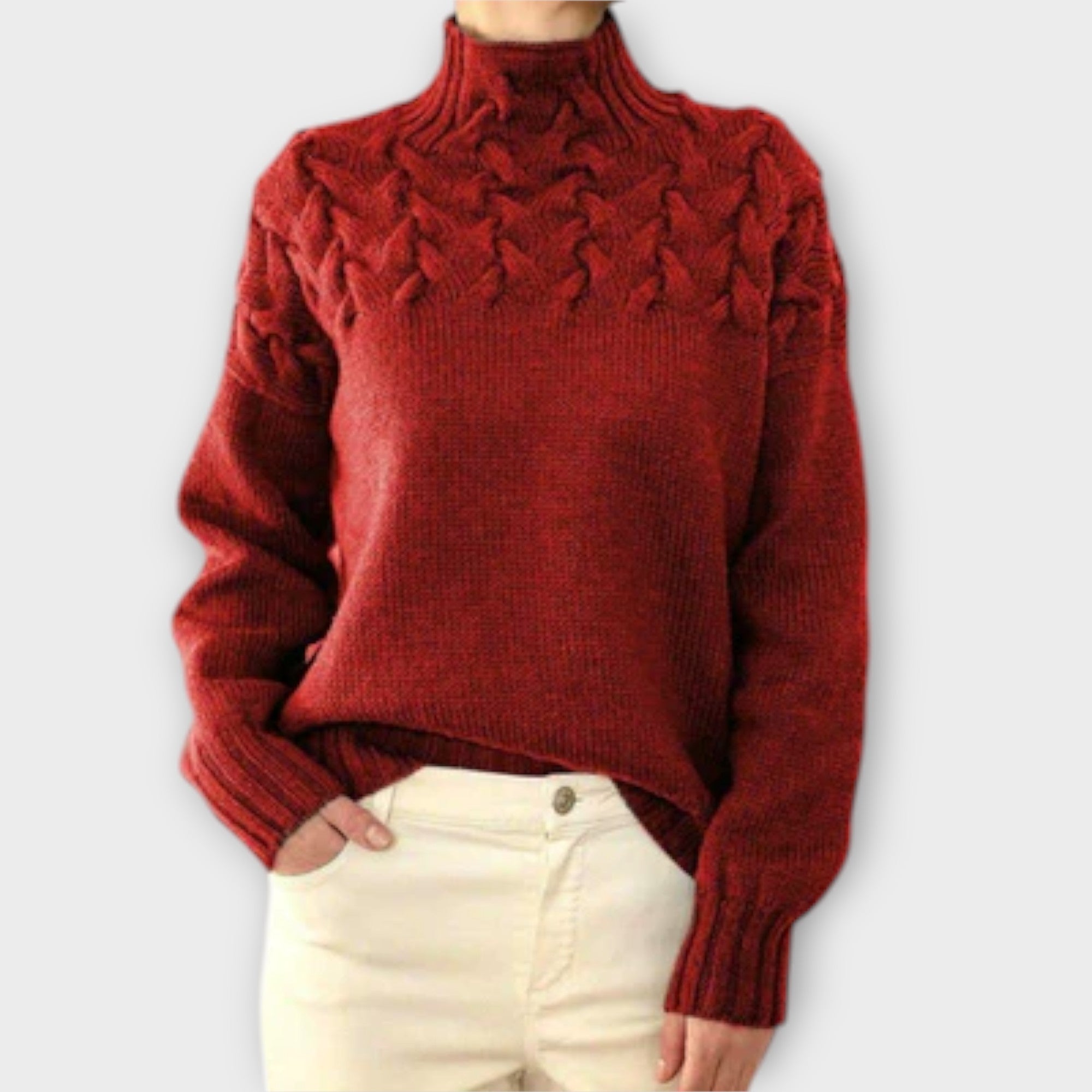 Eva - Sweter damski z detalem w warkocze