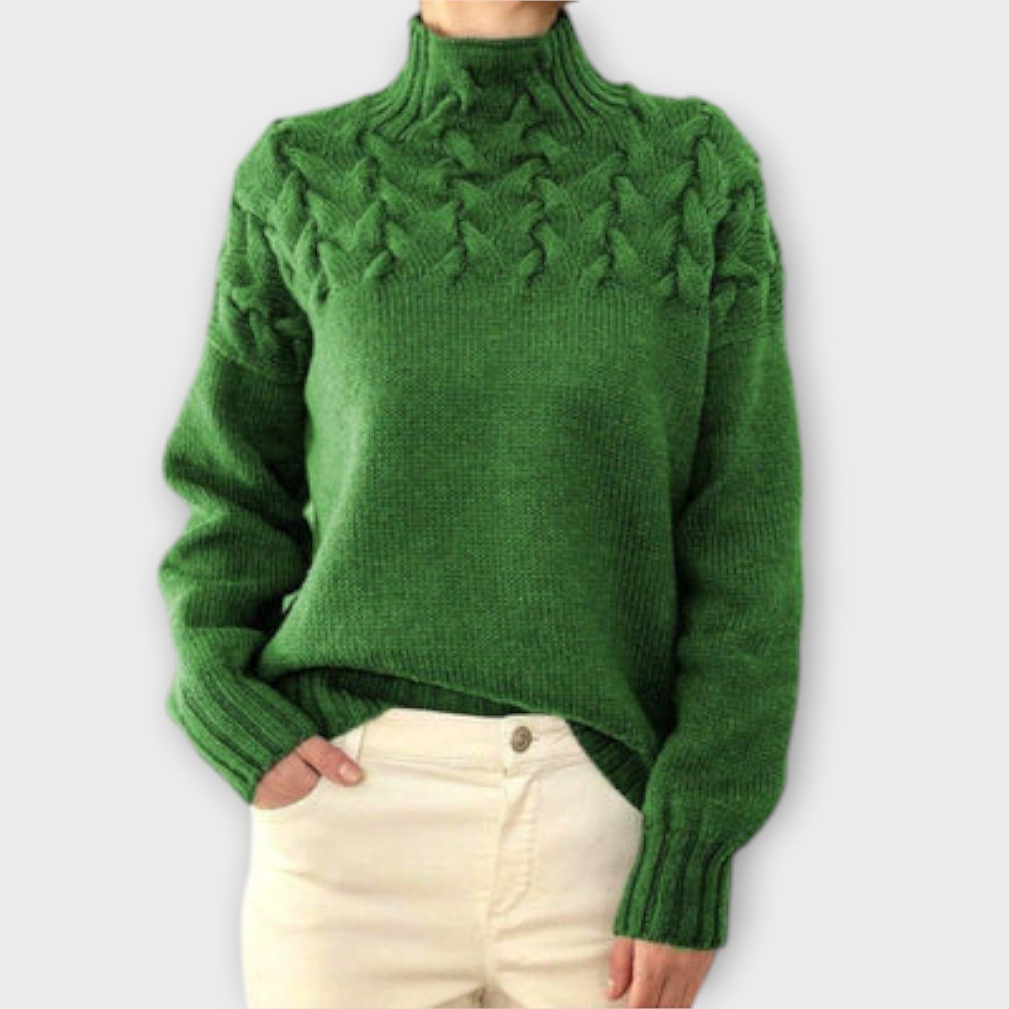 Eva - Sweter damski z detalem w warkocze