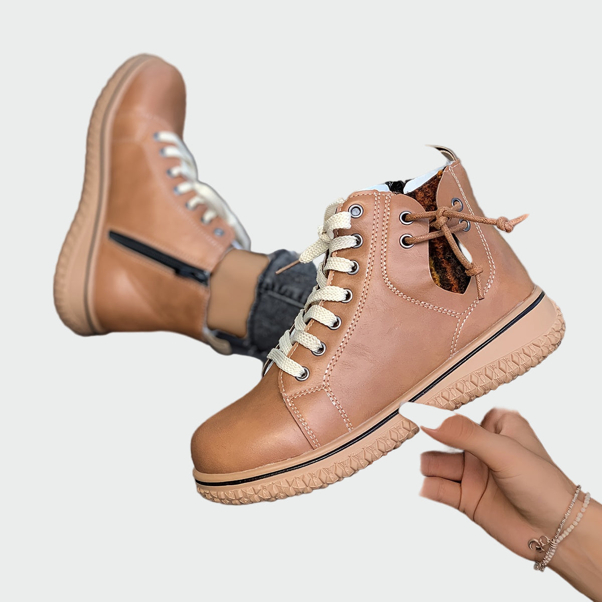 Stivali ortopedici in pelle alla caviglia