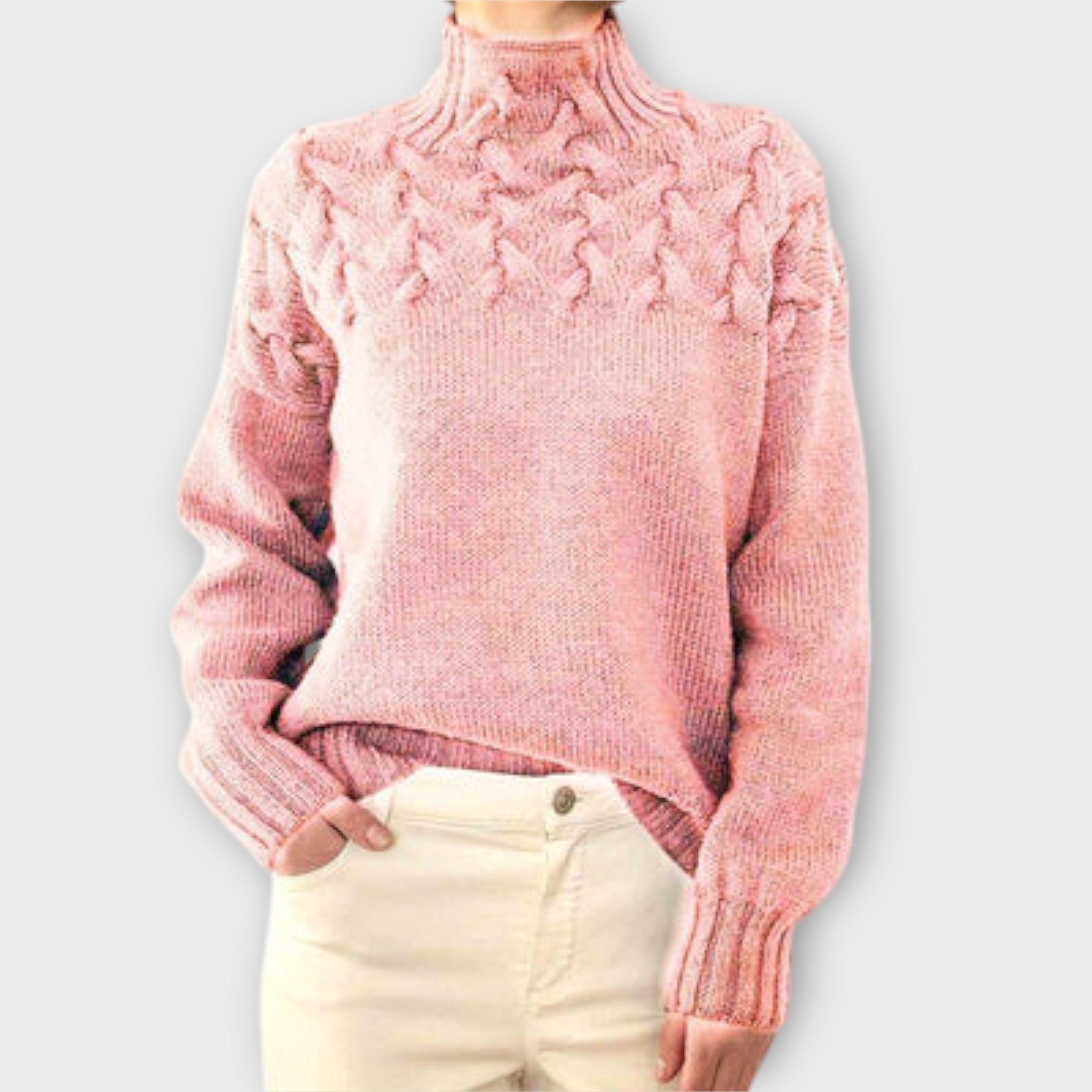 Eva - Sweter damski z detalem w warkocze
