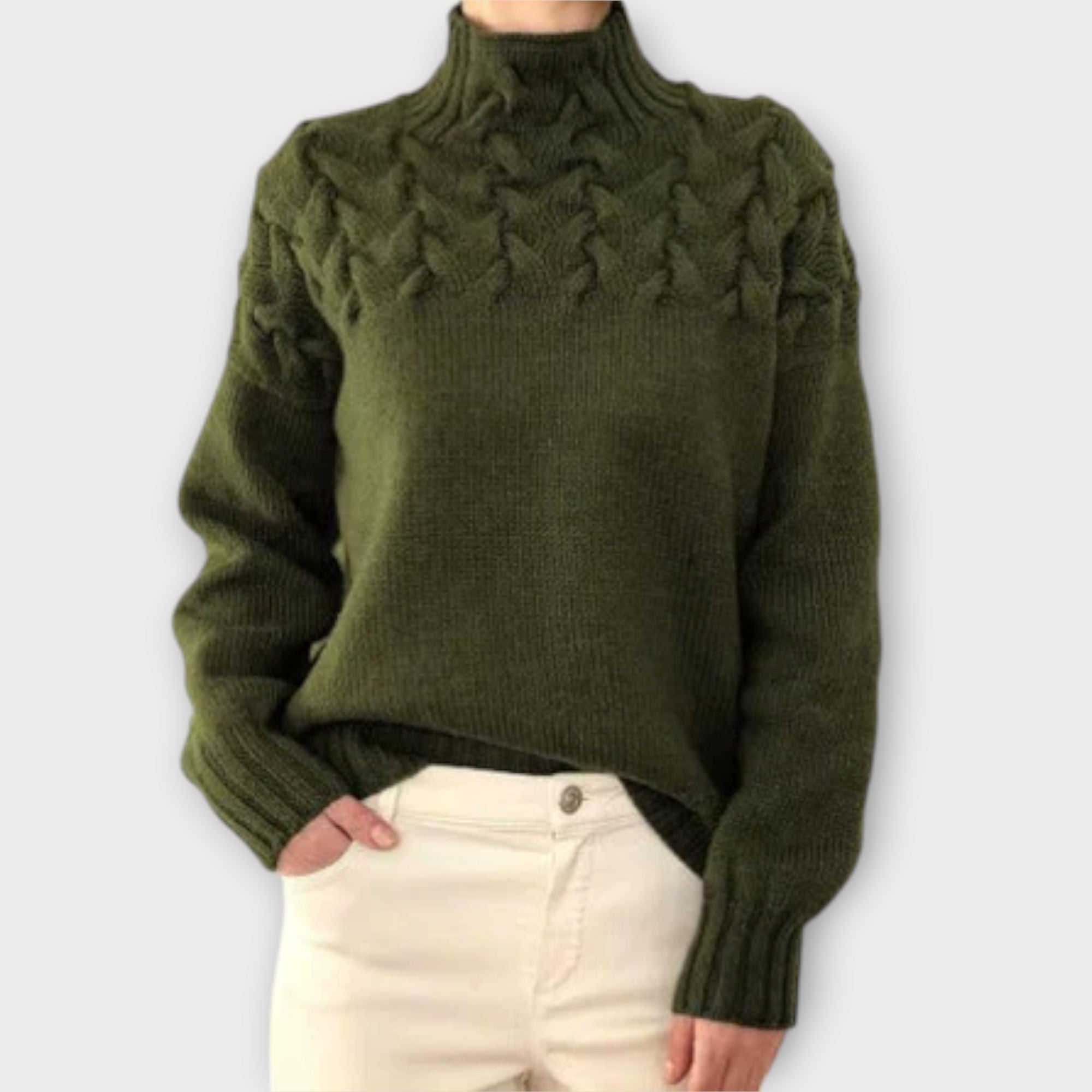Eva - Sweter damski z detalem w warkocze