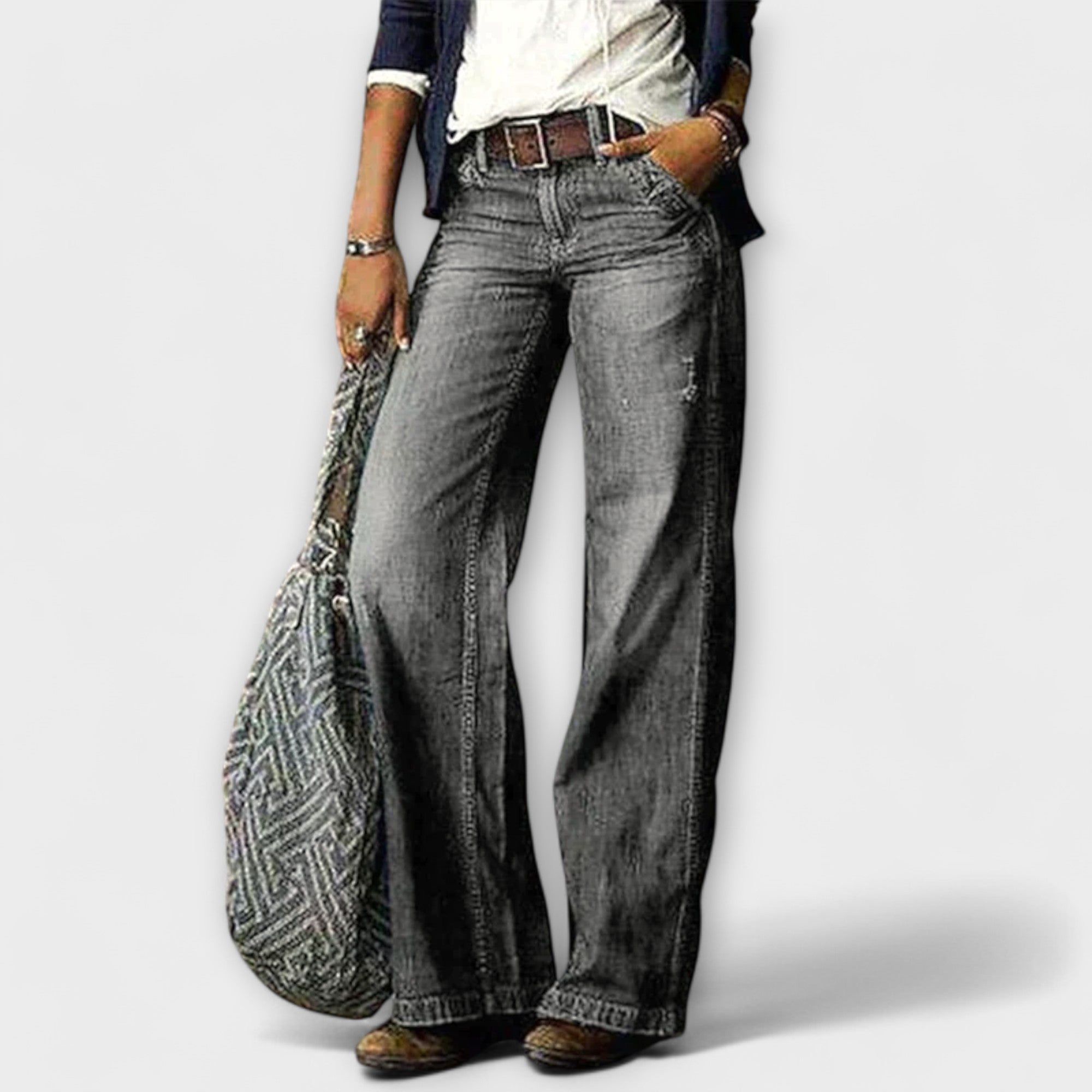 Cess - Pantaloni in Denim con Gamba Larga