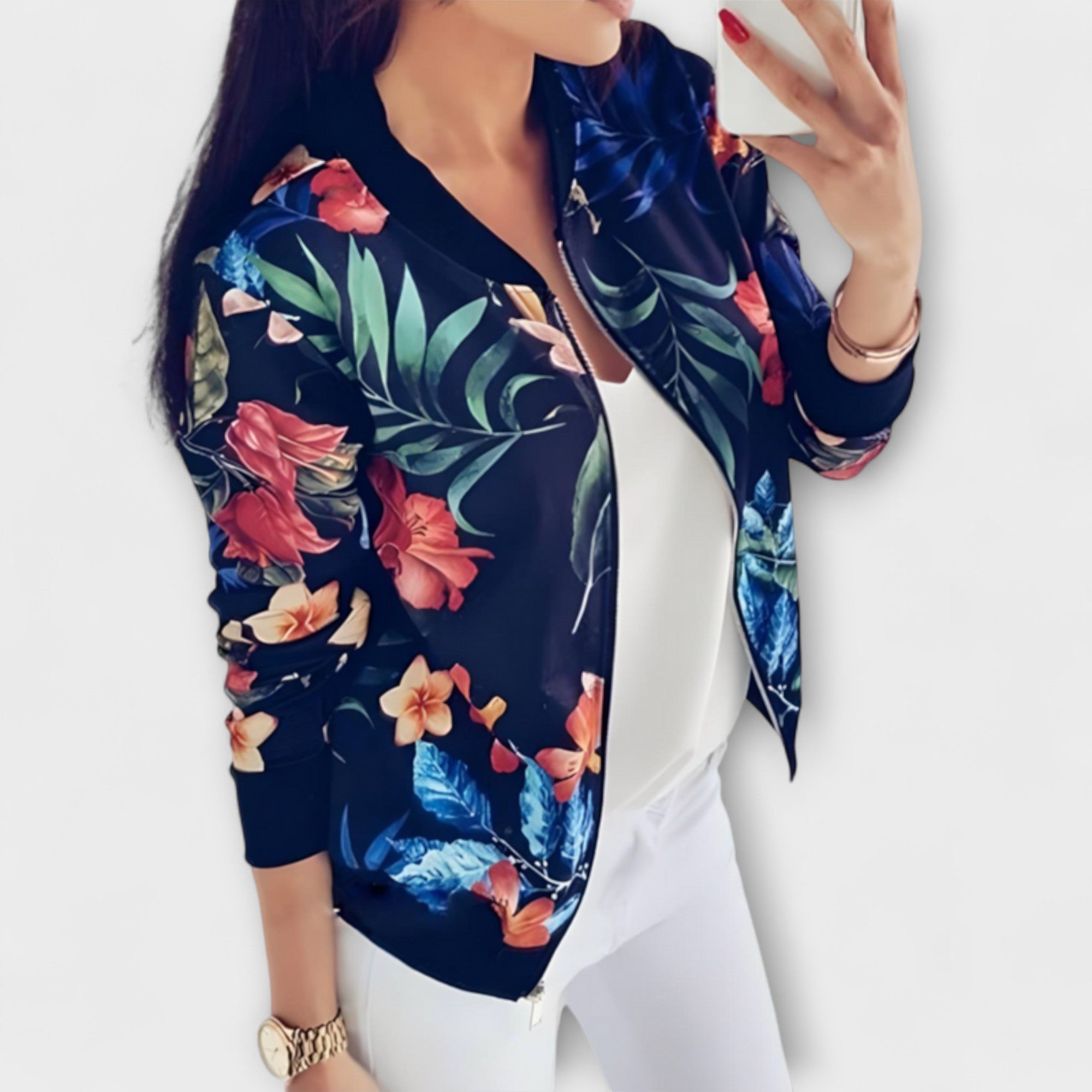 Kaelin - Giacca bomber elegante con fiori